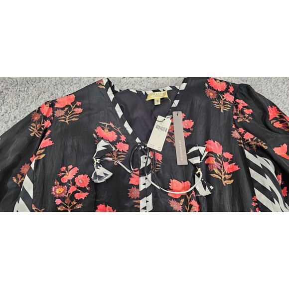 Nikasha Anthropologie Maxi Dress Tiered Floral Boho Maximalist Whimsy Goth Small - Picture 7 of 16